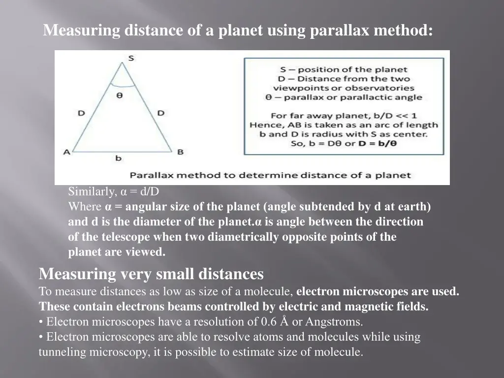 measuring distance of a planet using parallax