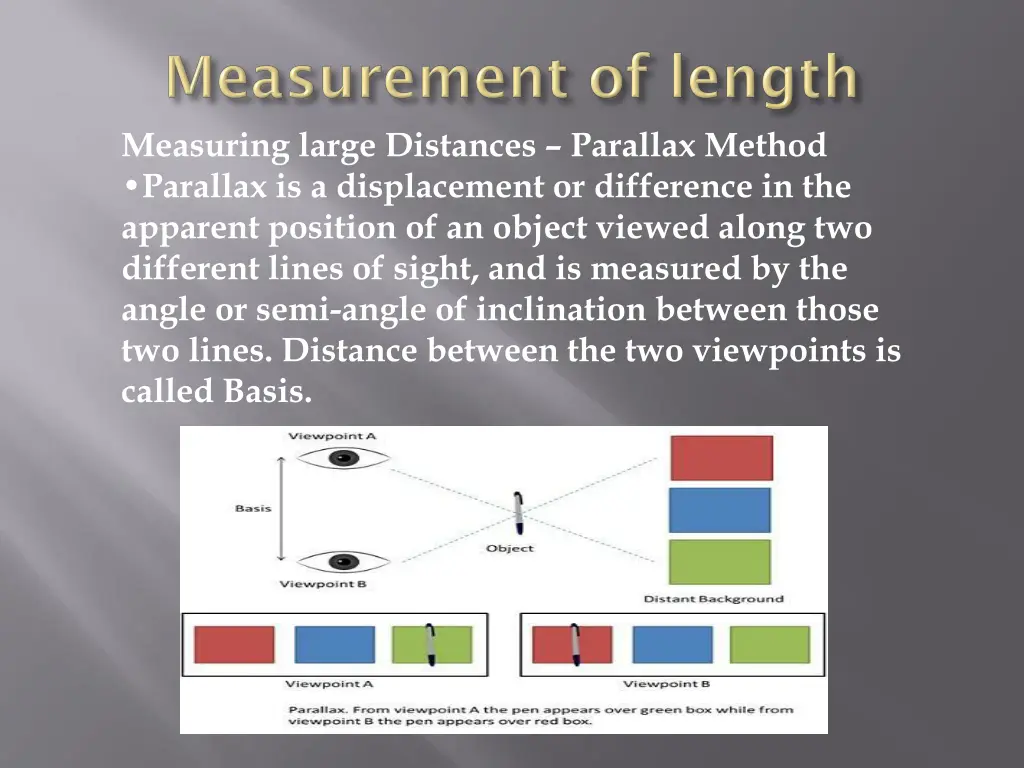 measuring large distances parallax method