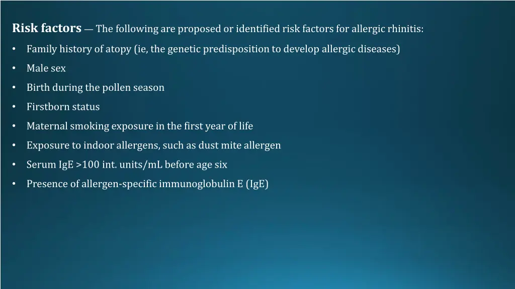 risk factors the following are proposed