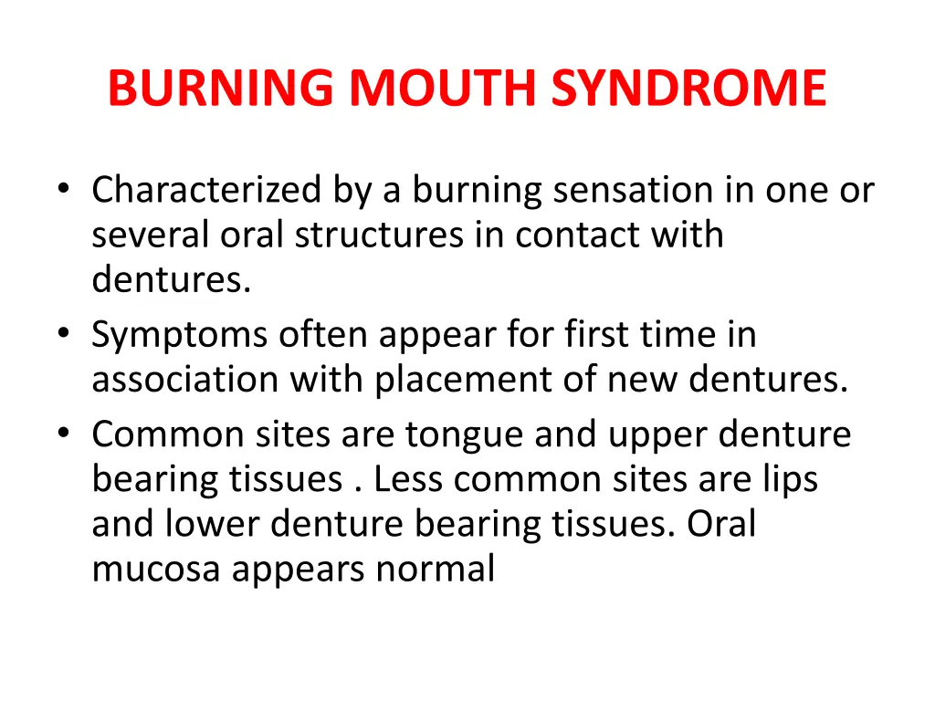 burning mouth syndrome