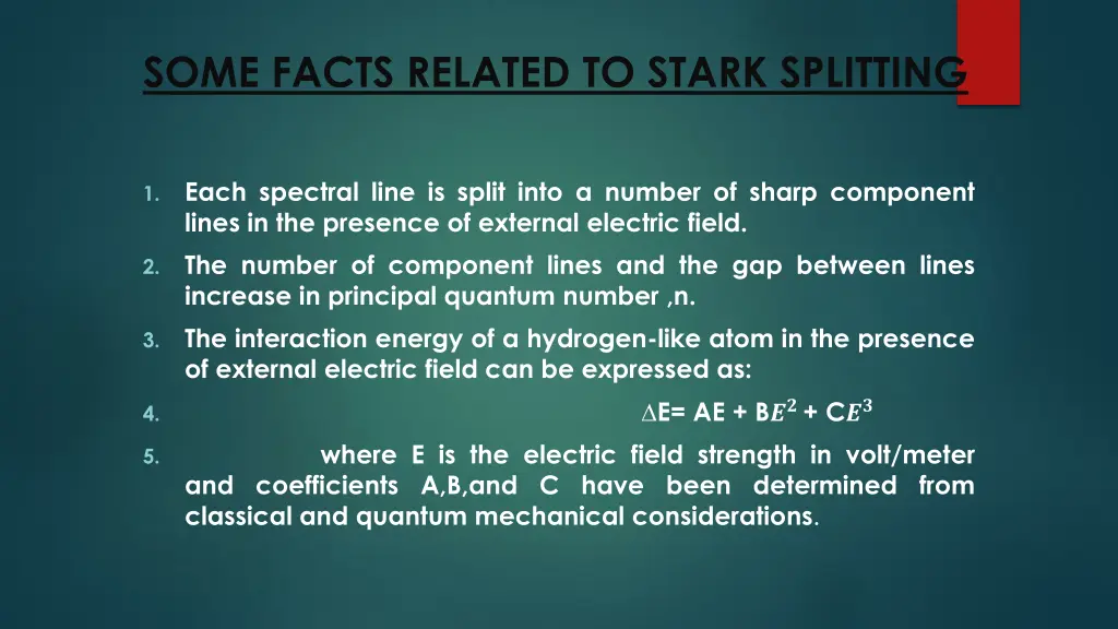 some facts related to stark splitting