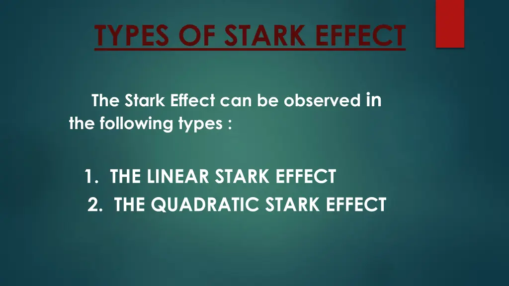 types of stark effect