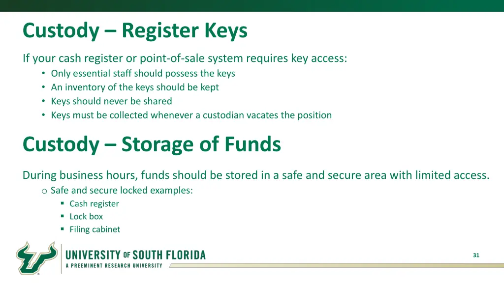 custody register keys