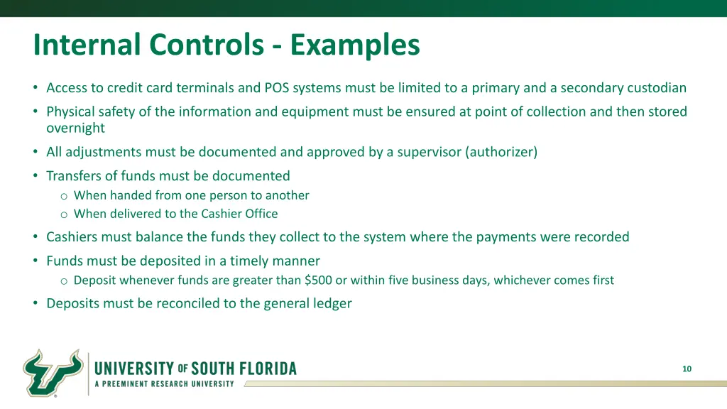 internal controls examples