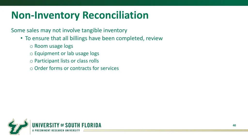 non inventory reconciliation