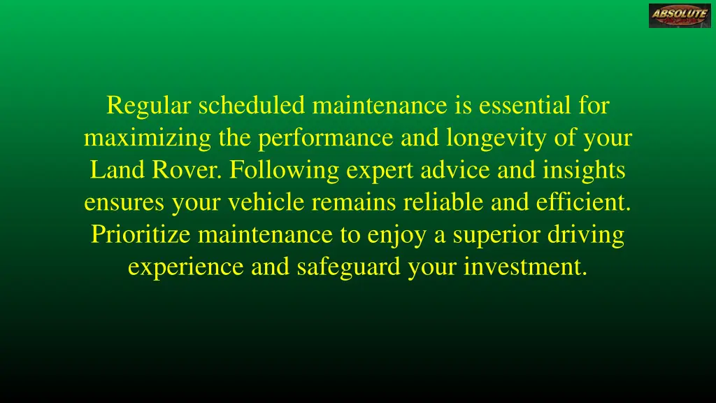 regular scheduled maintenance is essential