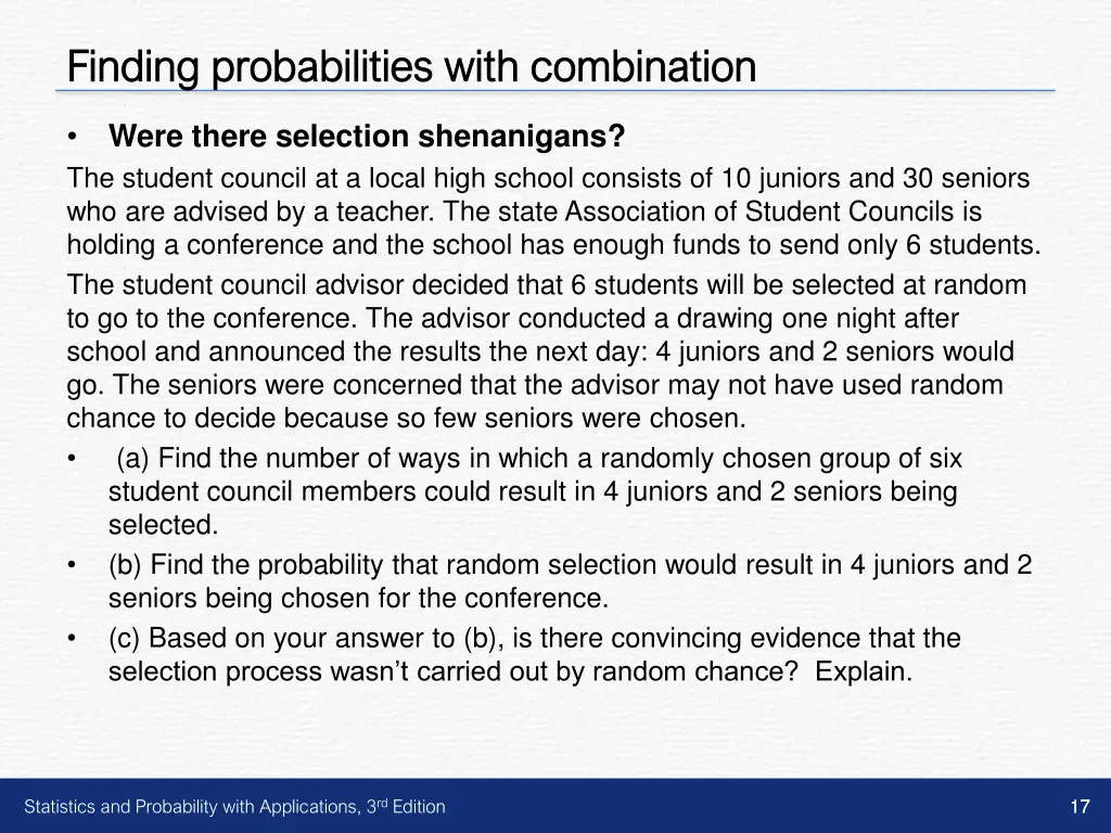 finding probabilities with combination finding