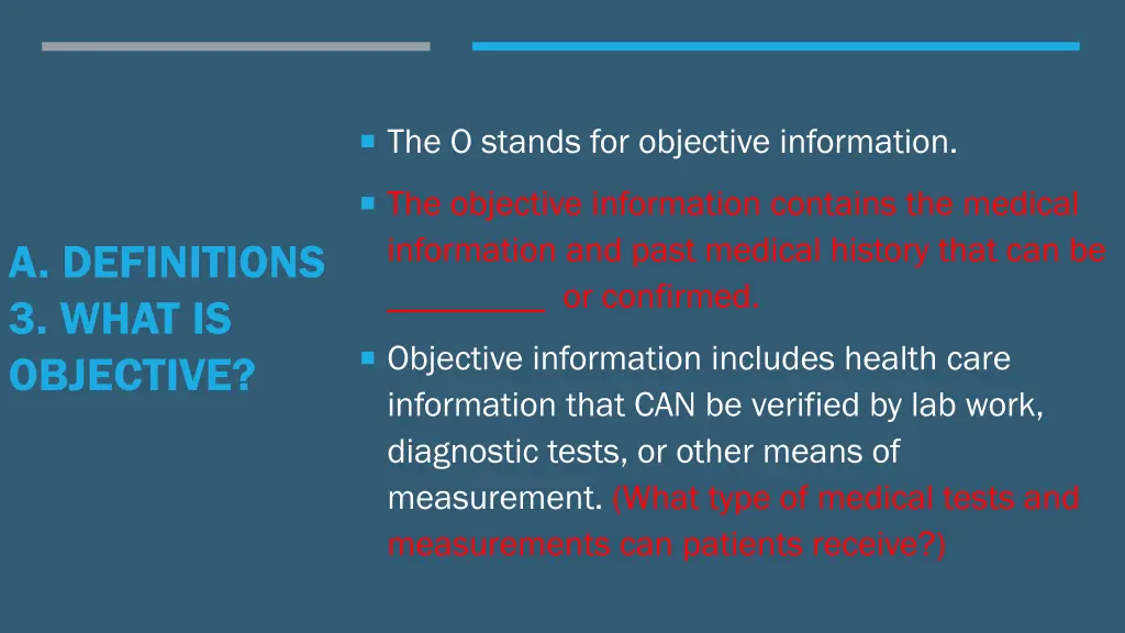 the o stands for objective information