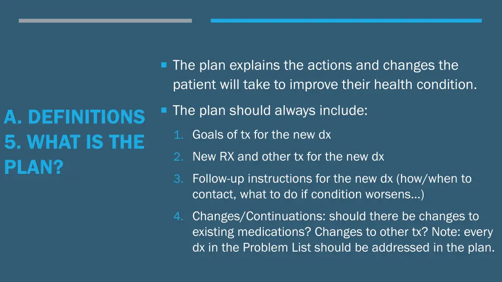 the plan explains the actions and changes