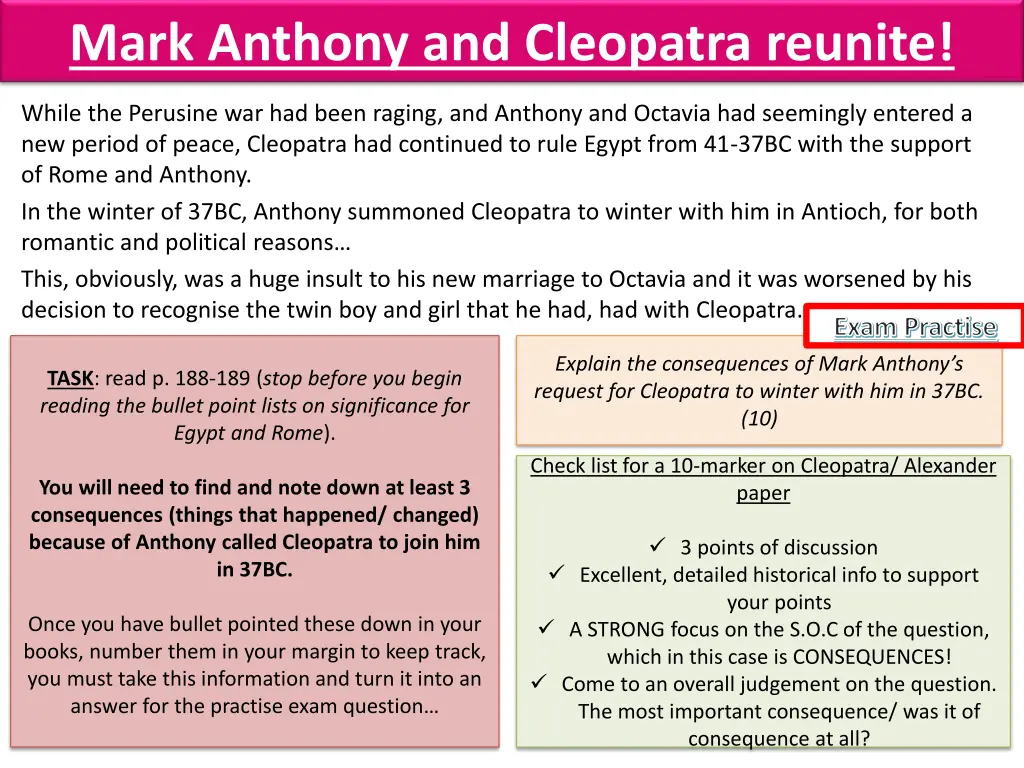 mark anthony and cleopatra reunite