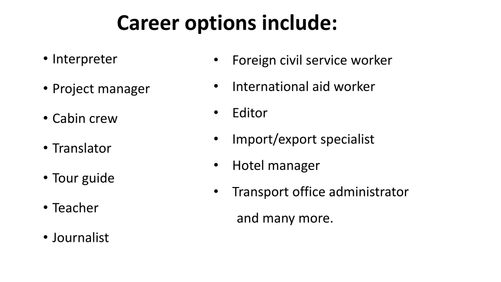 career options include