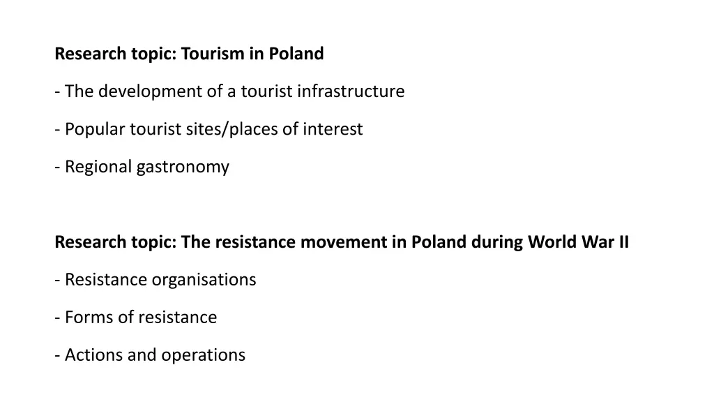 research topic tourism in poland