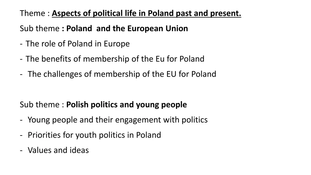 theme aspects of political life in poland past