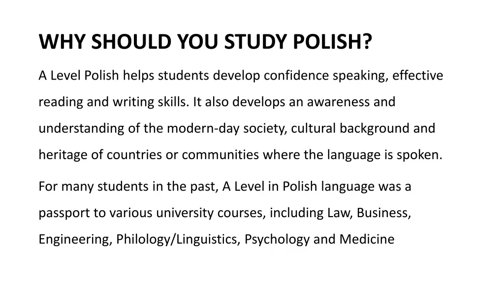 why should you study polish