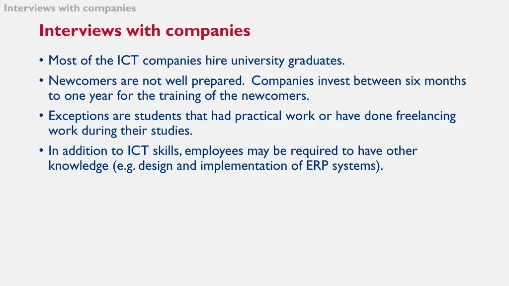 interviews with companies