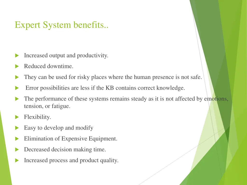 expert system benefits