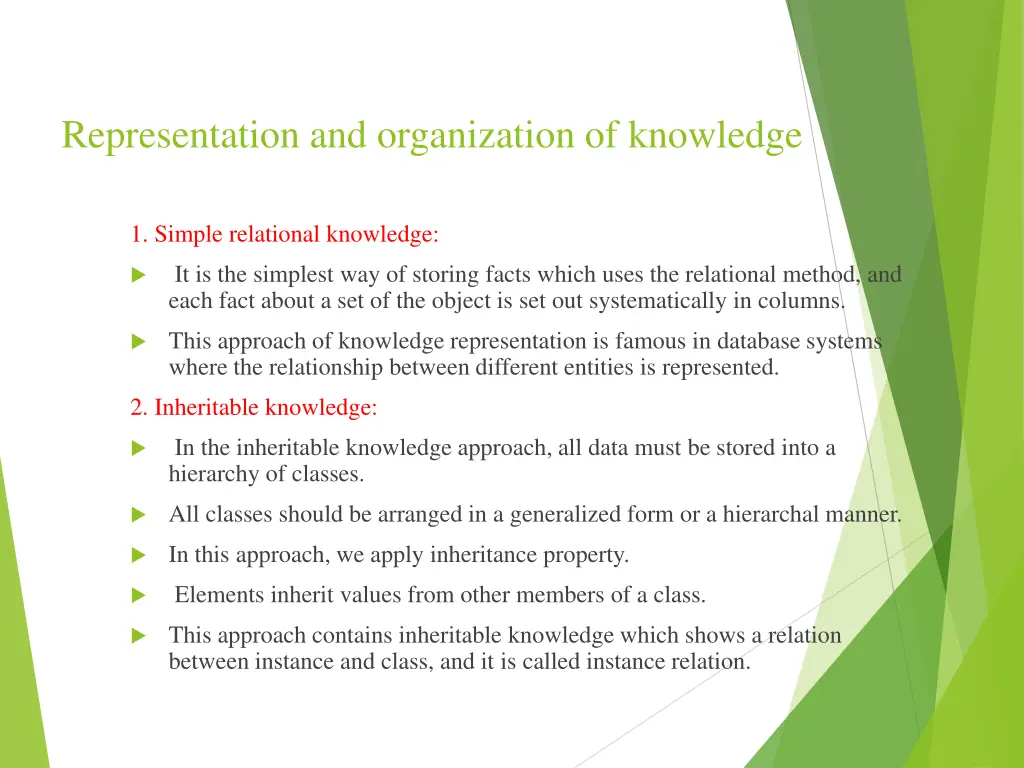 representation and organization of knowledge