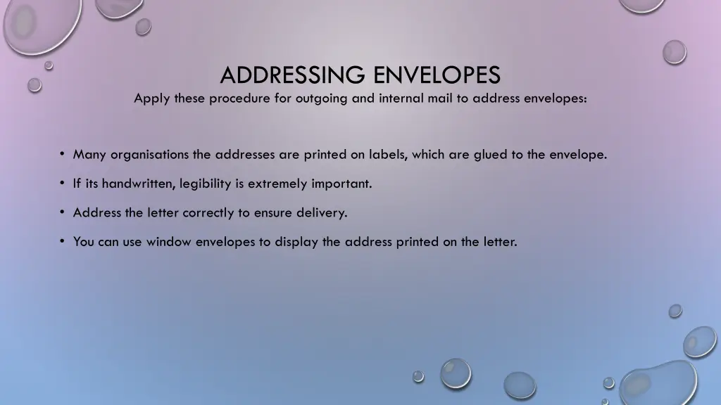 addressing envelopes apply these procedure