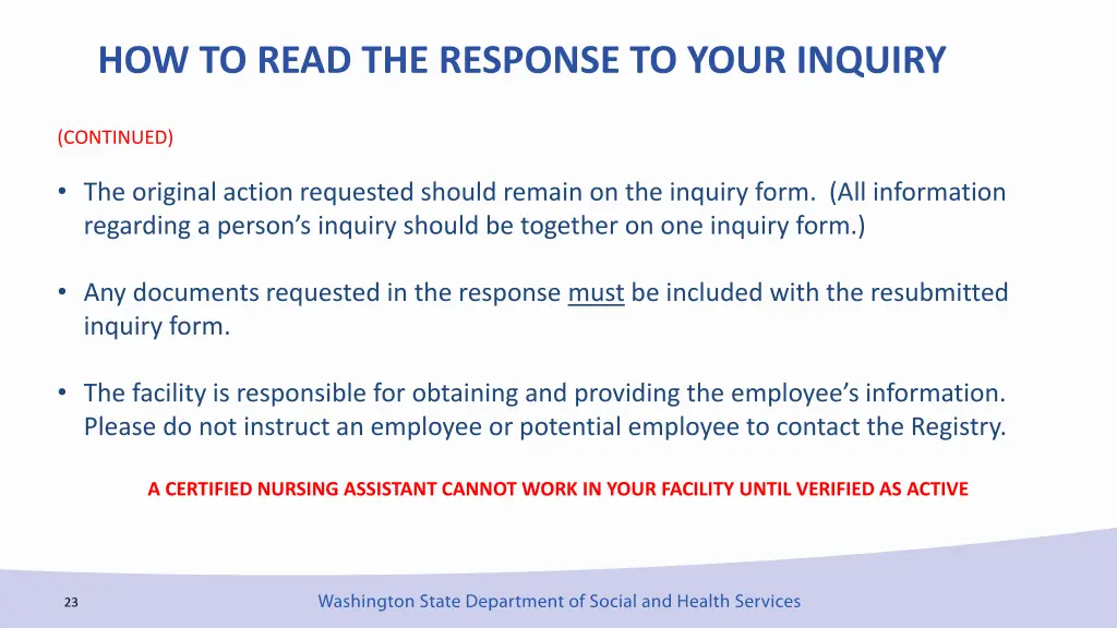 how to read the response to your inquiry 1