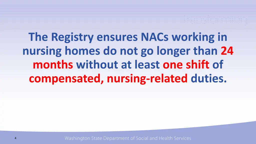 the registry ensures nacs working in nursing