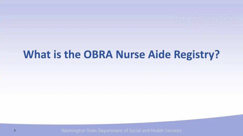 what is the obra nurse aide registry