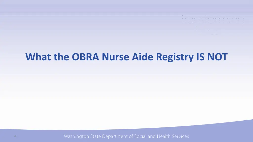 what the obra nurse aide registry is not