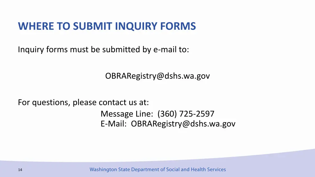 where to submit inquiry forms