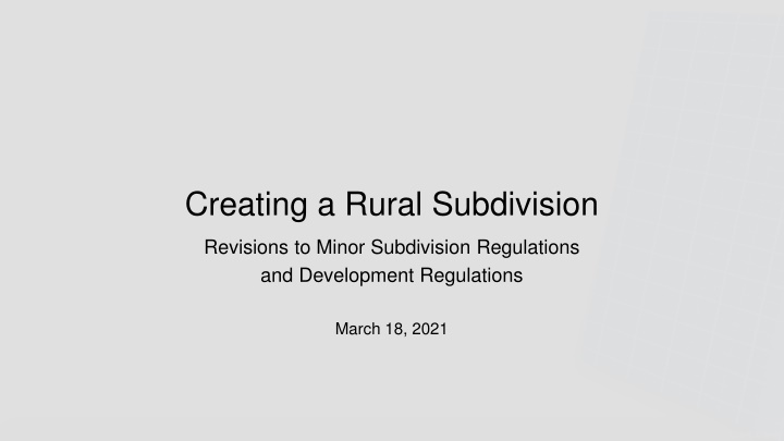 creating a rural subdivision