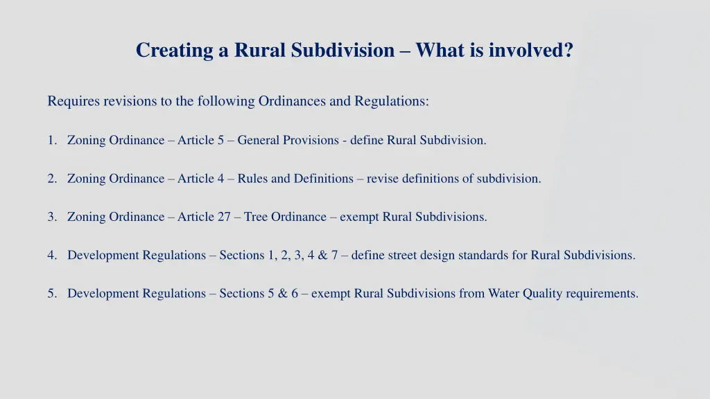 creating a rural subdivision what is involved