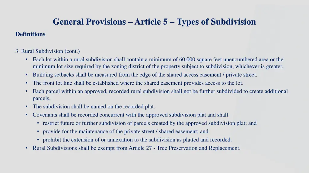 general provisions article 5 types of subdivision 3