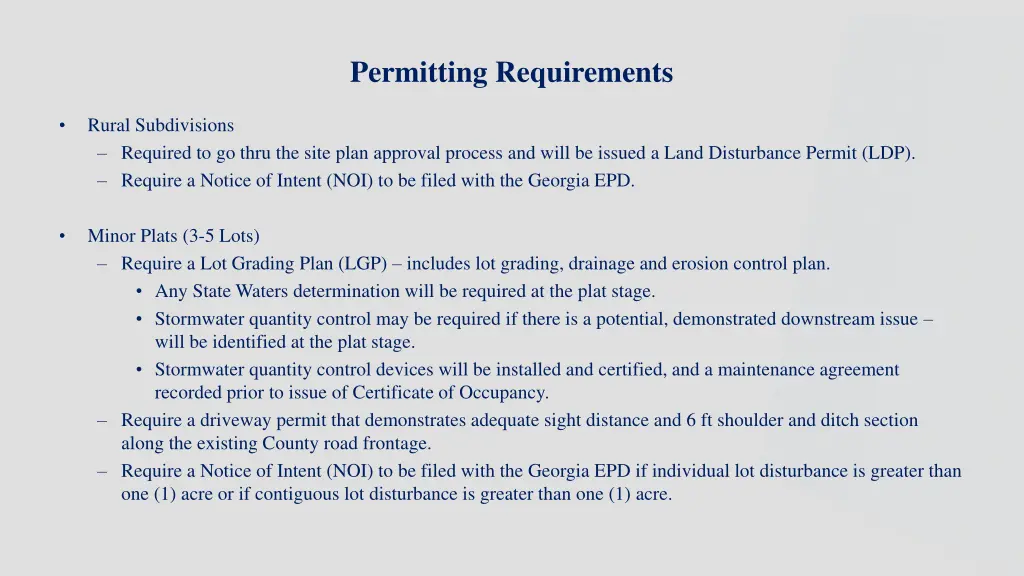 permitting requirements