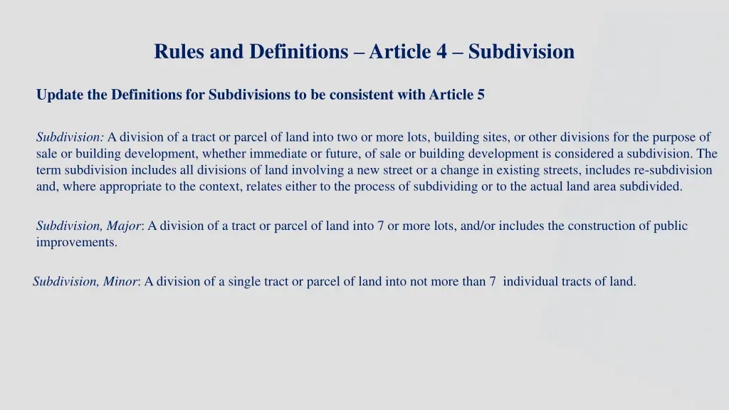 rules and definitions article 4 subdivision