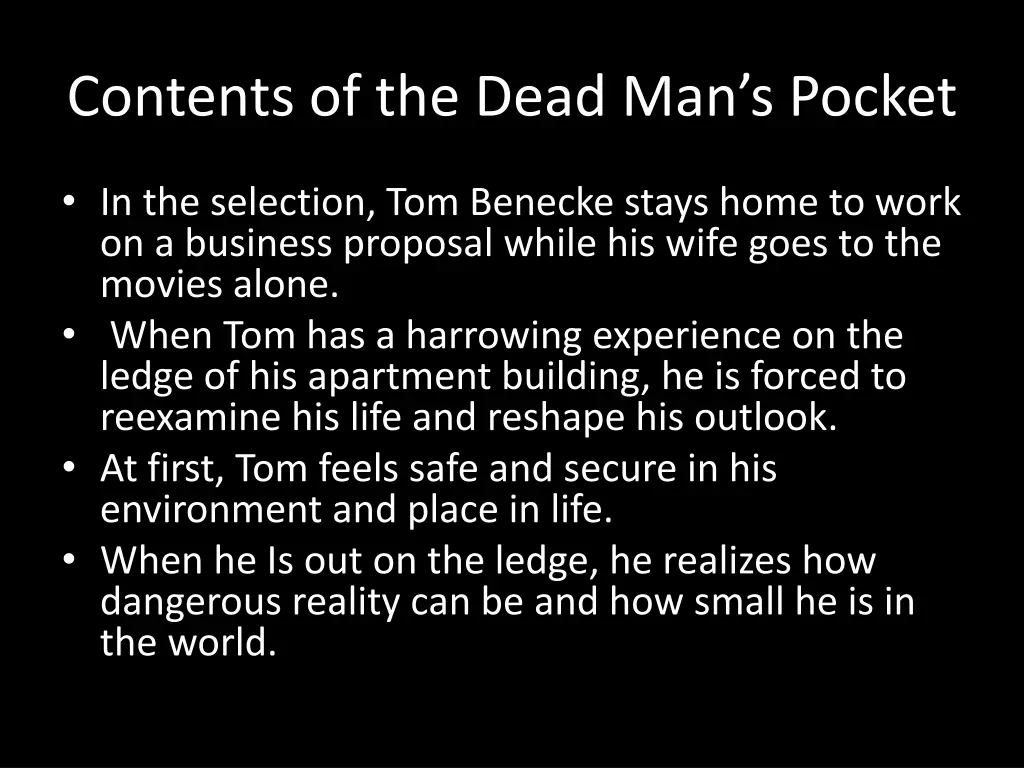 contents of the dead man s pocket 1