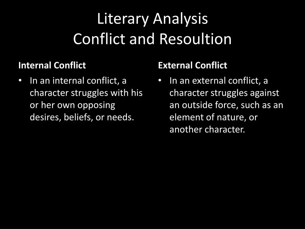 literary analysis conflict and resoultion