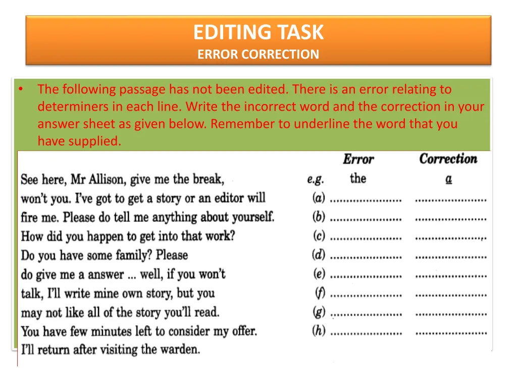 editing task error correction