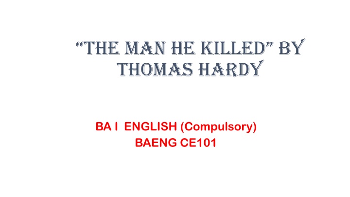 the man he killed by thomas hardy