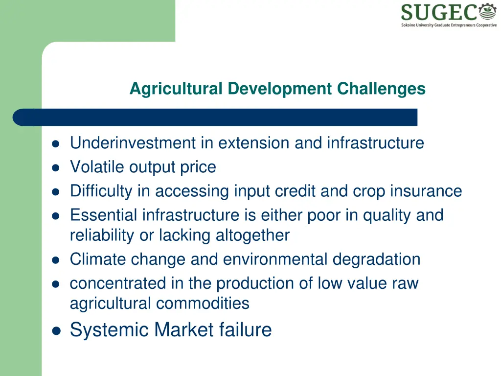 agricultural development challenges