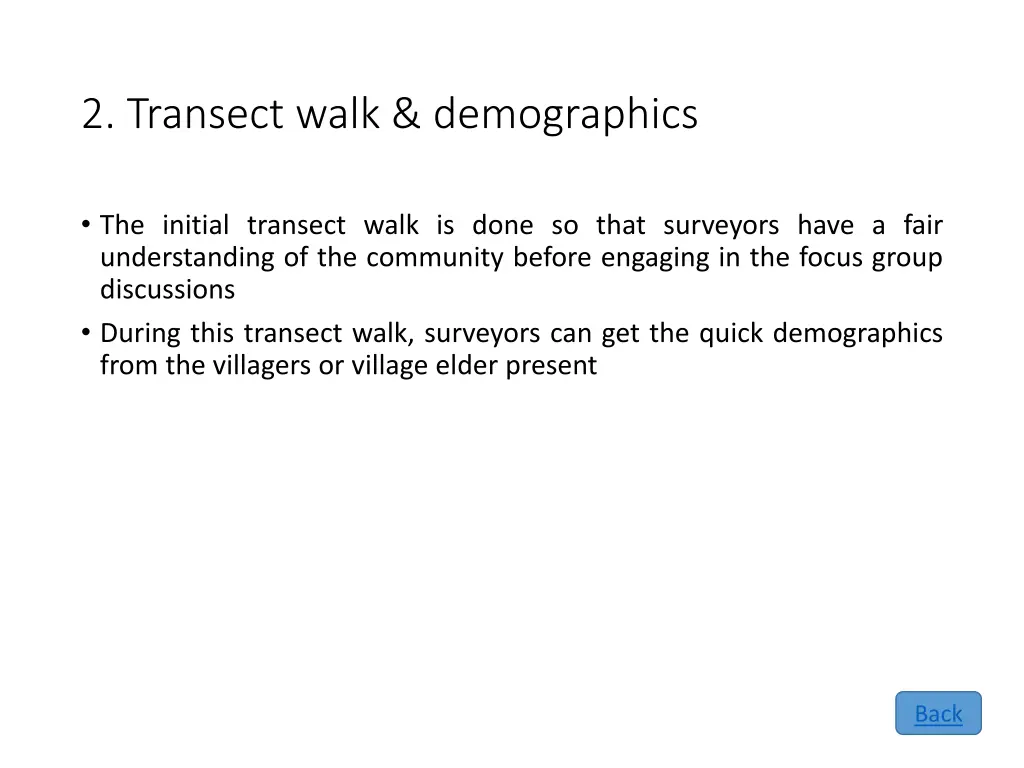 2 transect walk demographics