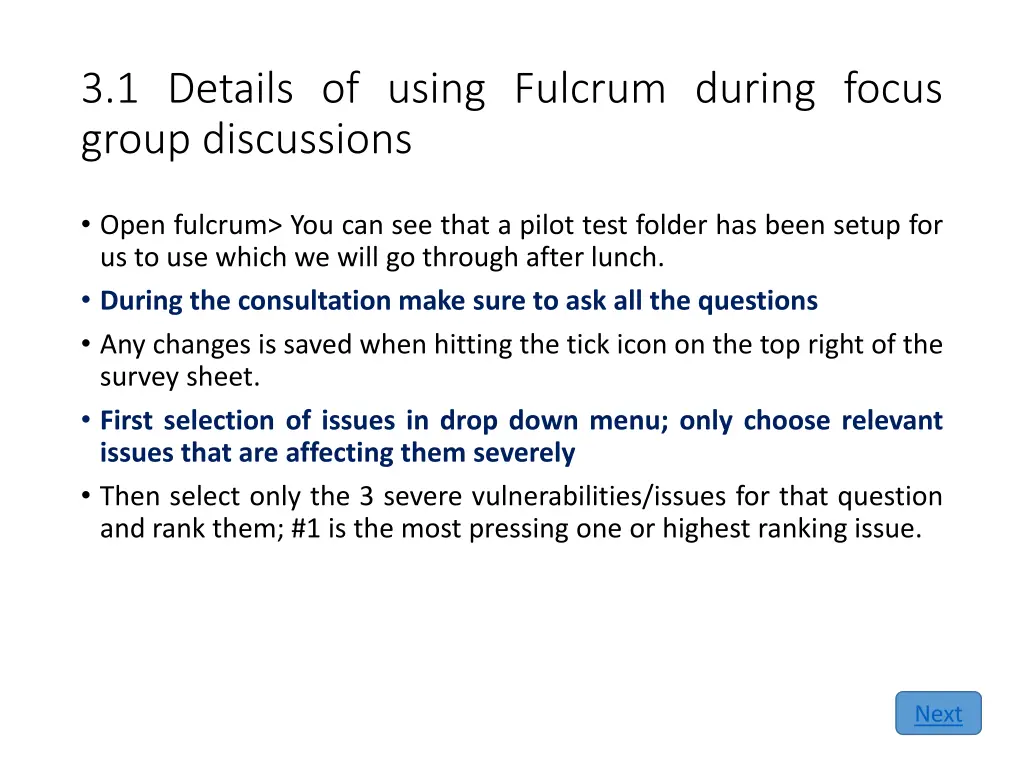 3 1 details of using fulcrum during focus group