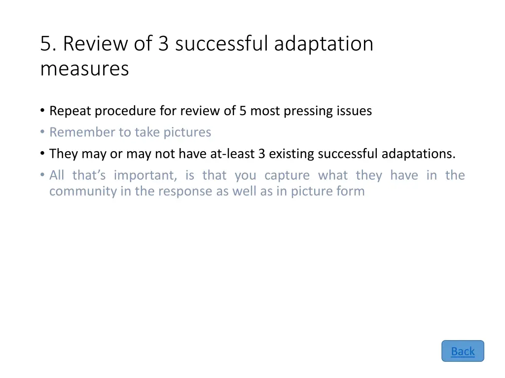 5 review of 3 successful adaptation measures