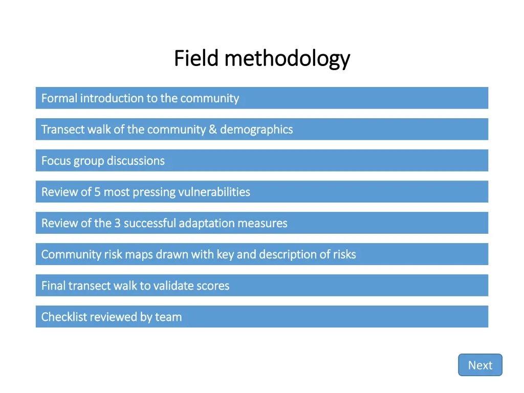 field methodology field methodology