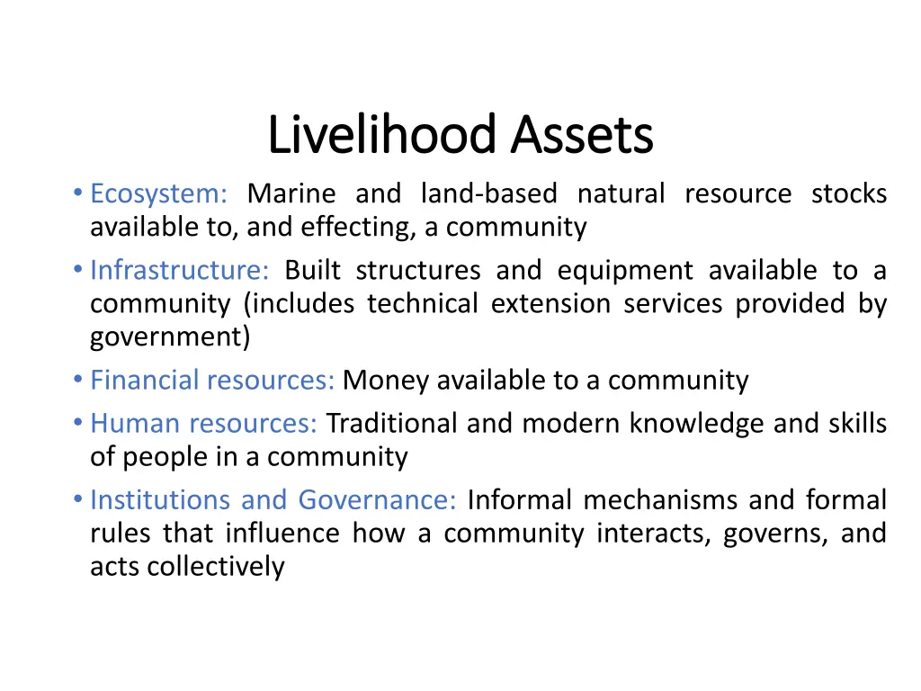 livelihood assets livelihood assets ecosystem