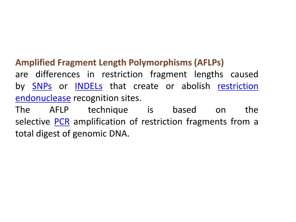 amplified fragment length polymorphisms aflps