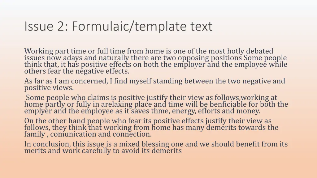 issue 2 formulaic template text