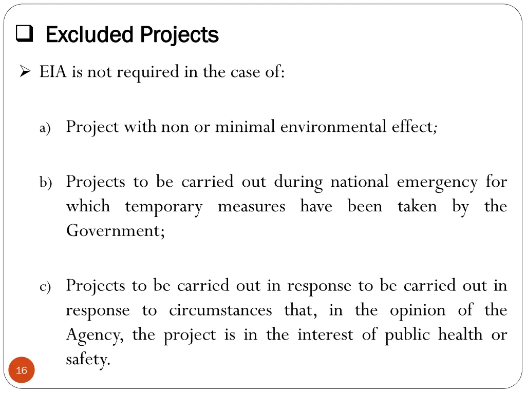 excluded excluded projects