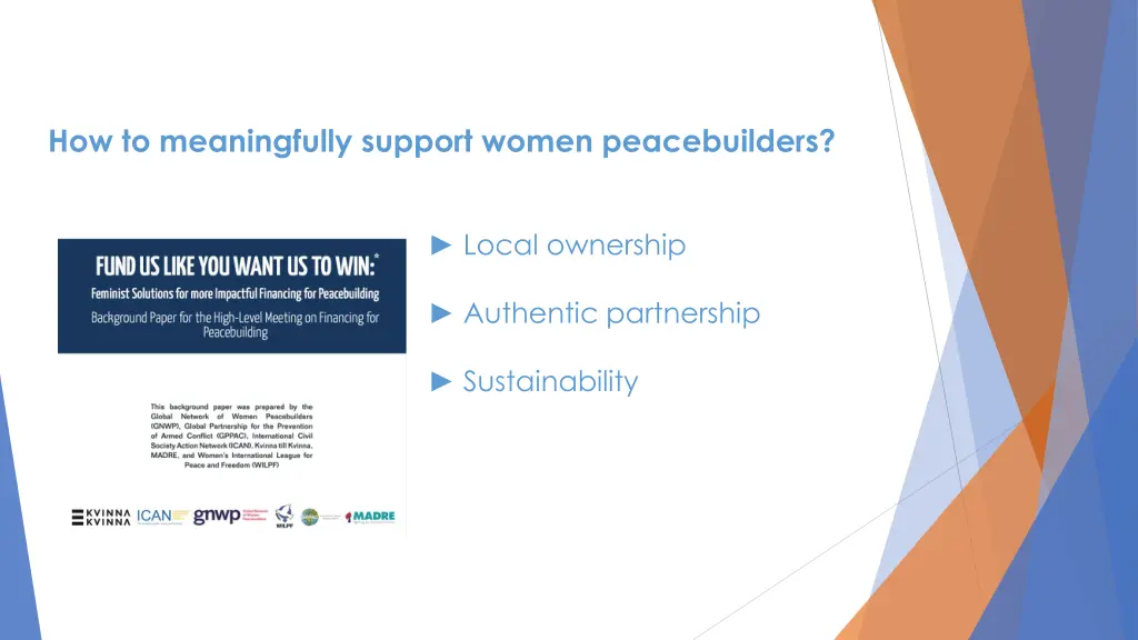 how to meaningfully support women peacebuilders