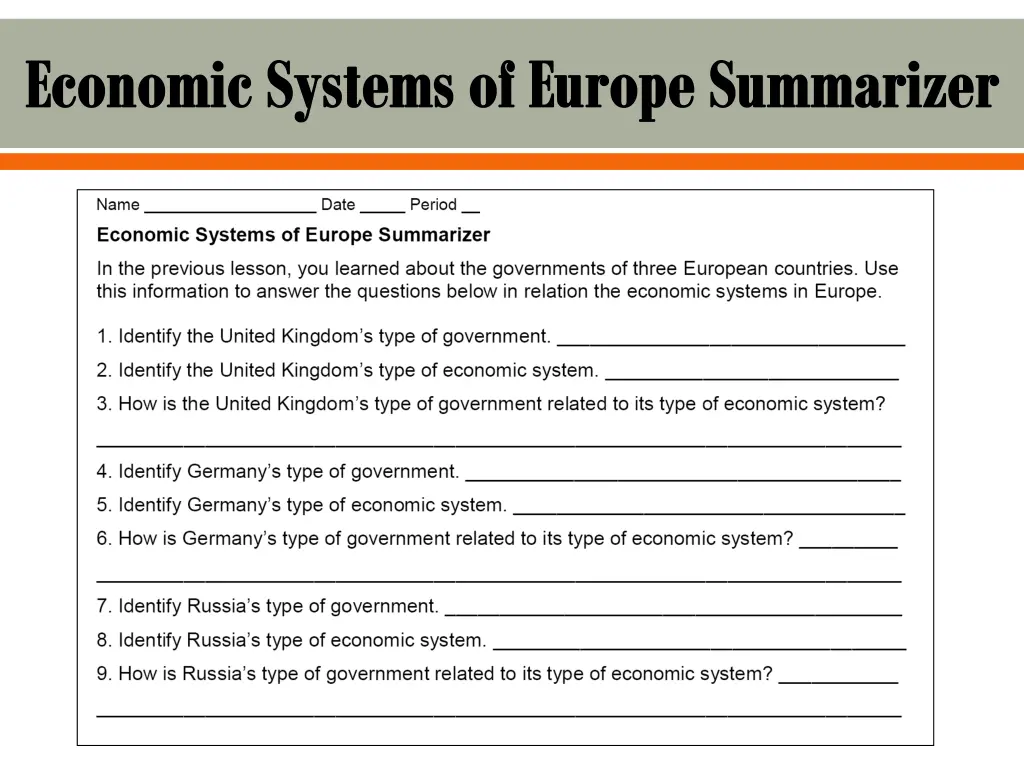 economic systems of europe summarizer