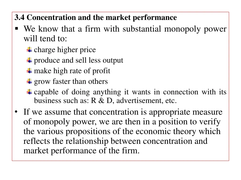 3 4 concentration and the market performance