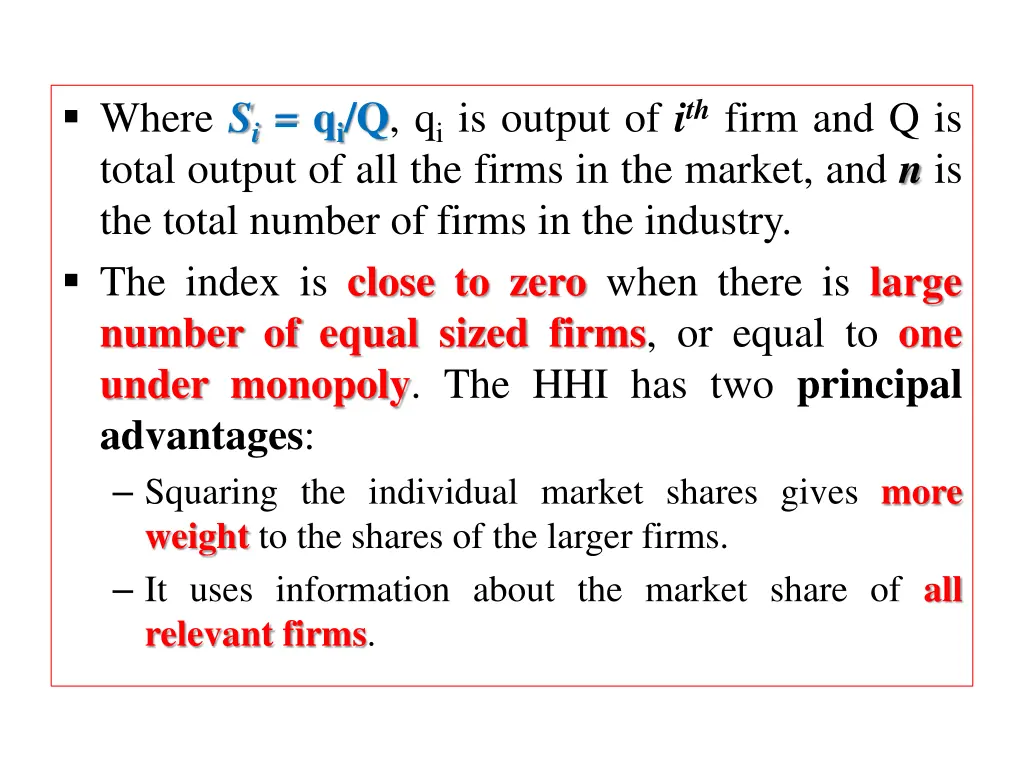 where s i q i q q i is output of i th firm