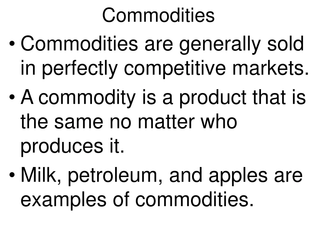 commodities